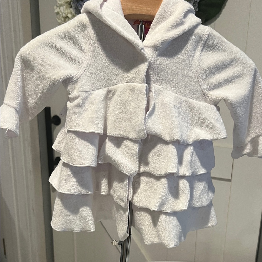 Kate Mack White Ruffled Kids Swim Coverup